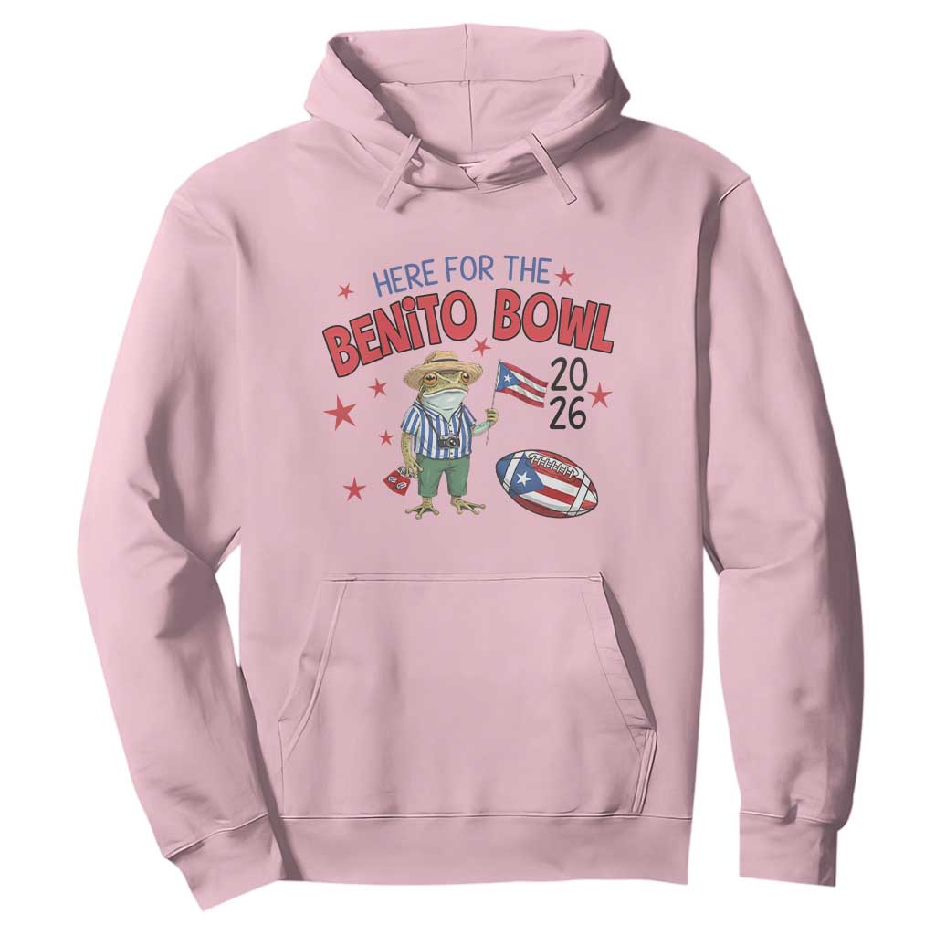 Here for the Benito Bowl 2026 Coquí Frog Hoodie Puerto Rican Funny Football Music Fans TS02 Light Pink Print Your Wear