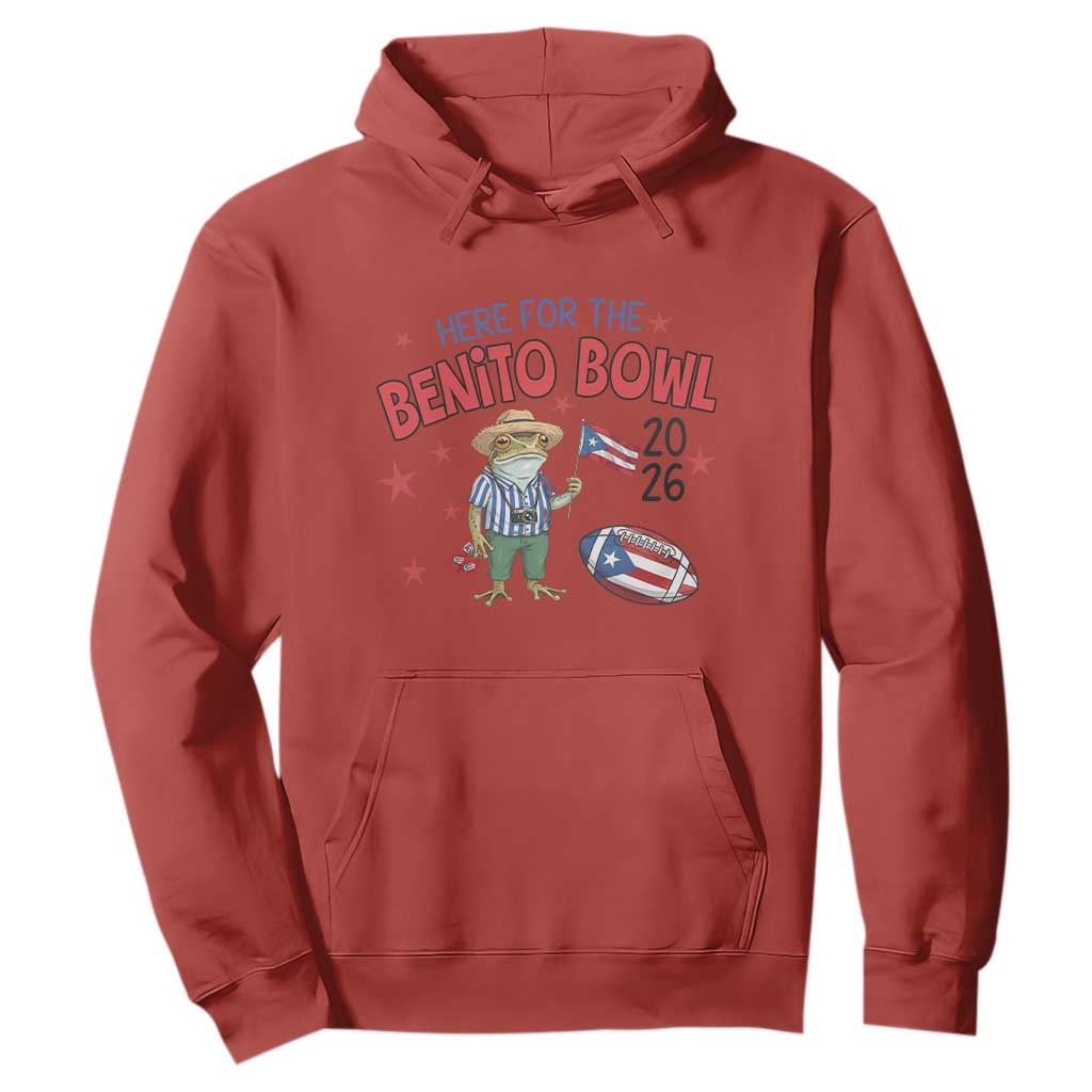 Here for the Benito Bowl 2026 Coquí Frog Hoodie Puerto Rican Funny Football Music Fans TS02 Red Print Your Wear