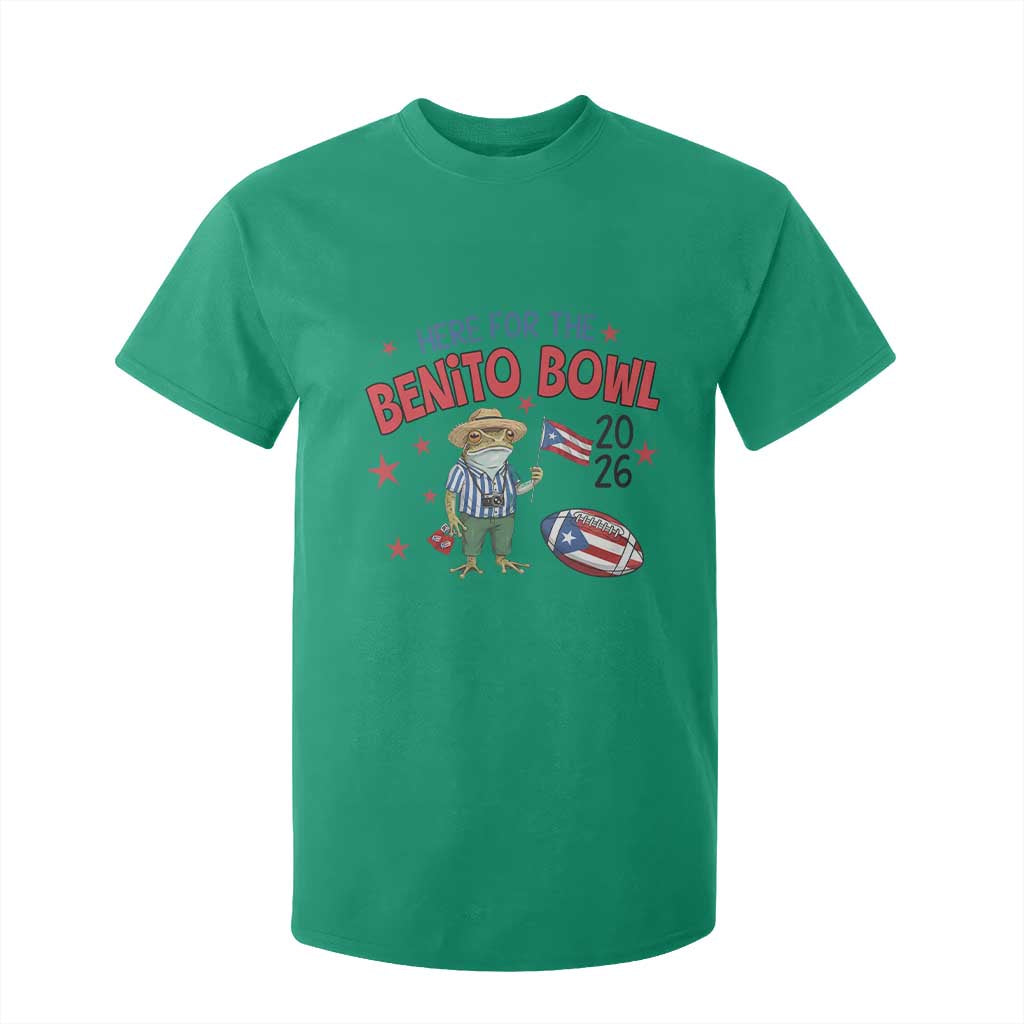 Here for the Benito Bowl 2026 Coquí Frog T Shirt For Kid Puerto Rican Funny Football Music Fans TS02 Irish Green Print Your Wear