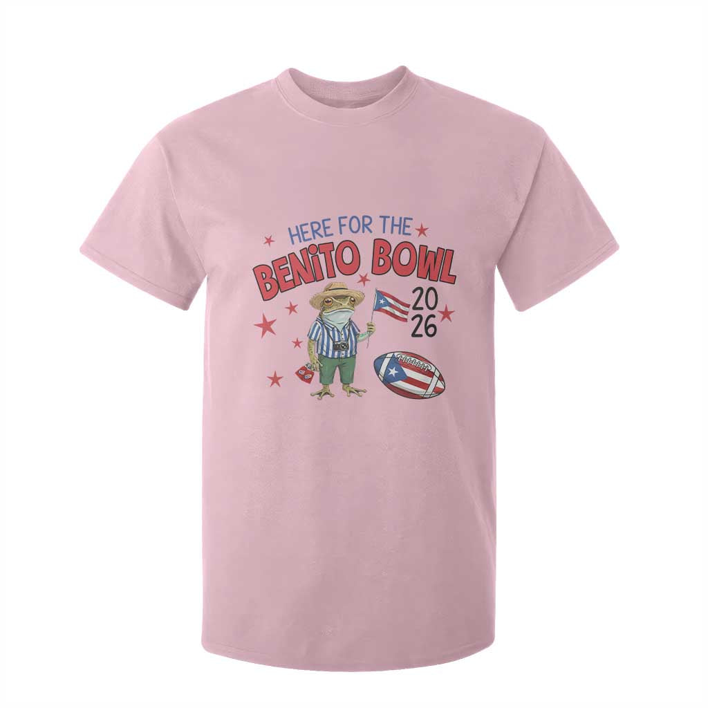 Here for the Benito Bowl 2026 Coquí Frog T Shirt For Kid Puerto Rican Funny Football Music Fans TS02 Light Pink Print Your Wear