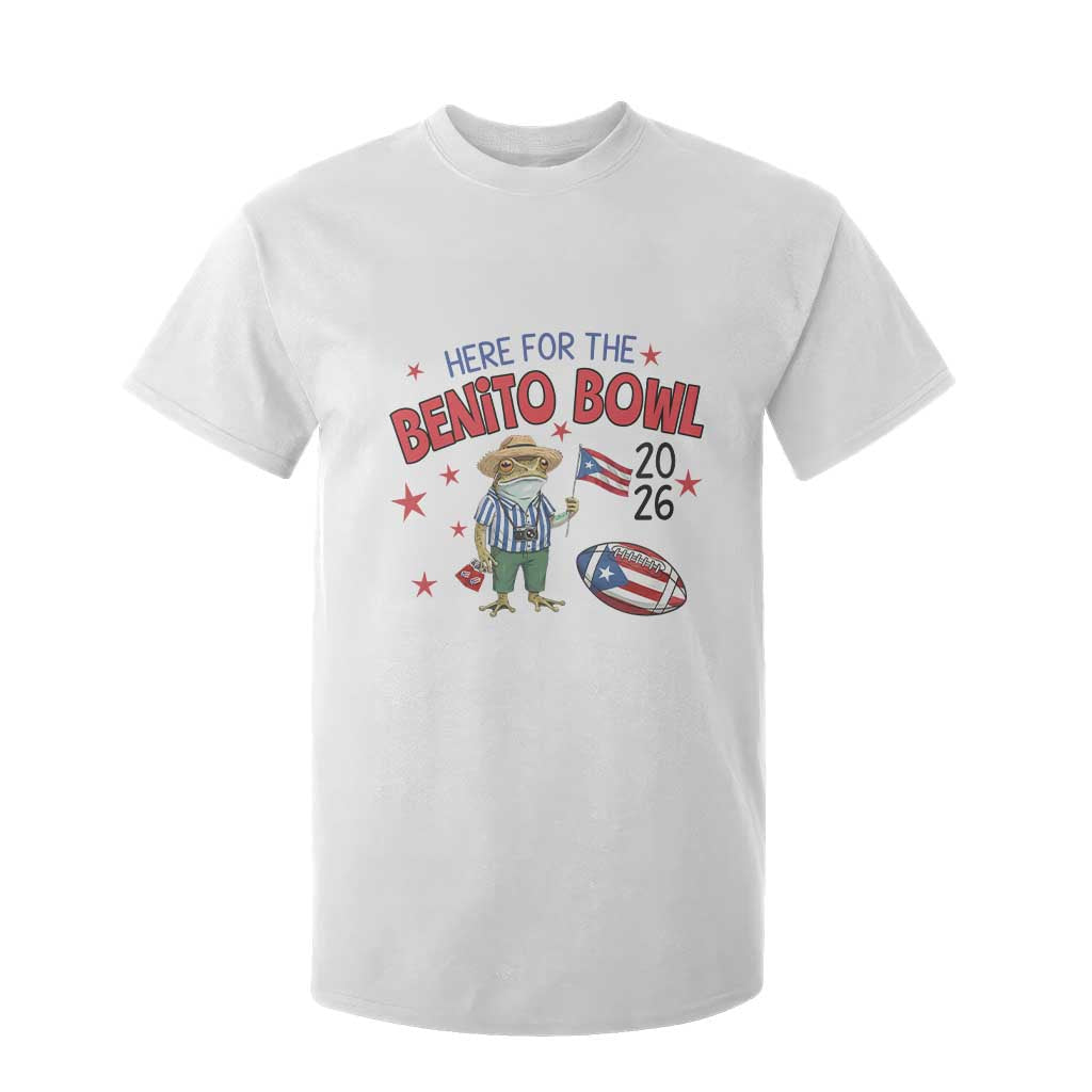 Here for the Benito Bowl 2026 Coquí Frog T Shirt For Kid Puerto Rican Funny Football Music Fans TS02 White Print Your Wear