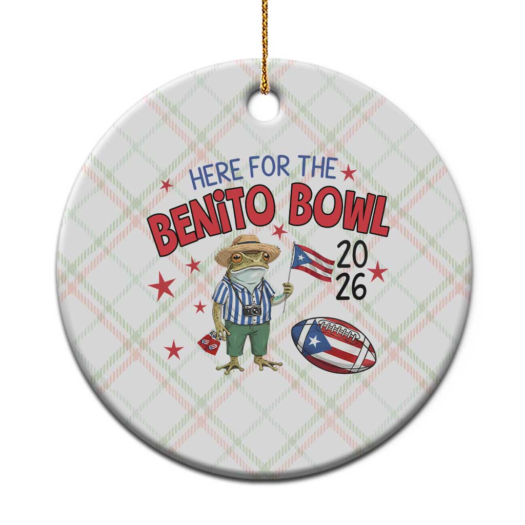 Here for the Benito Bowl 2026 Coquí Frog Ceramic Ornament Puerto Rican Funny Football Music Fans TS02 1pc Christmas Plaid Print Your Wear
