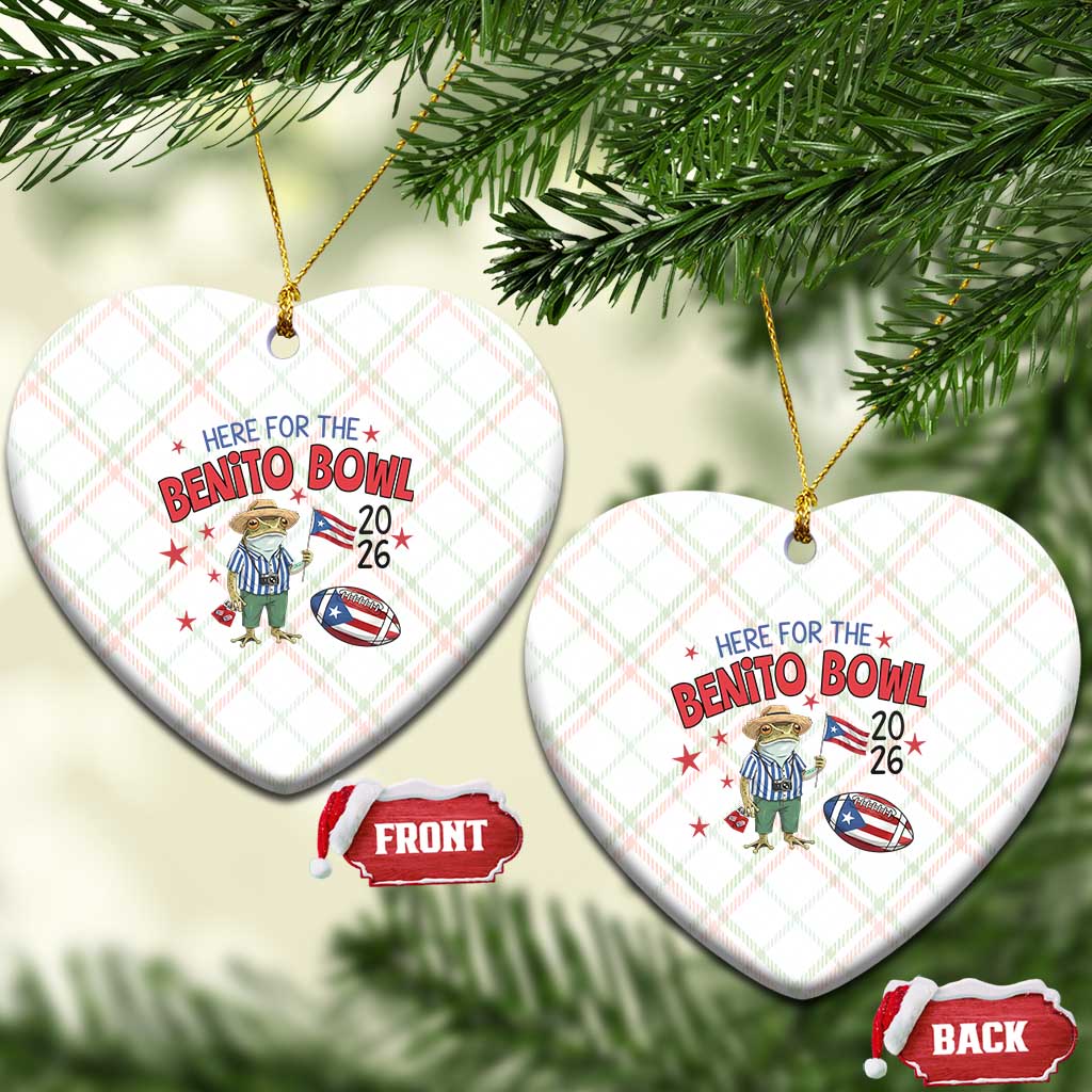 Here for the Benito Bowl 2026 Coquí Frog Ceramic Ornament Puerto Rican Funny Football Music Fans TS02 Print Your Wear