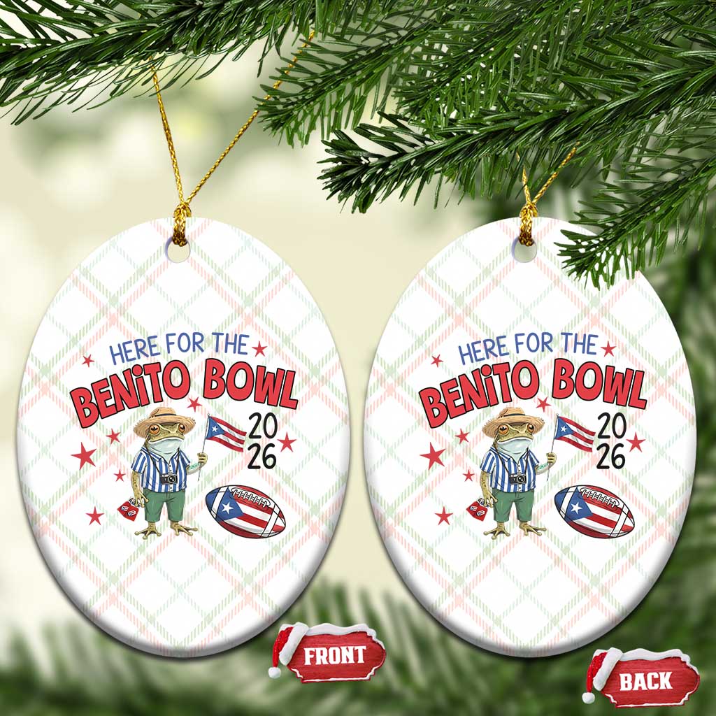 Here for the Benito Bowl 2026 Coquí Frog Ceramic Ornament Puerto Rican Funny Football Music Fans TS02 Print Your Wear