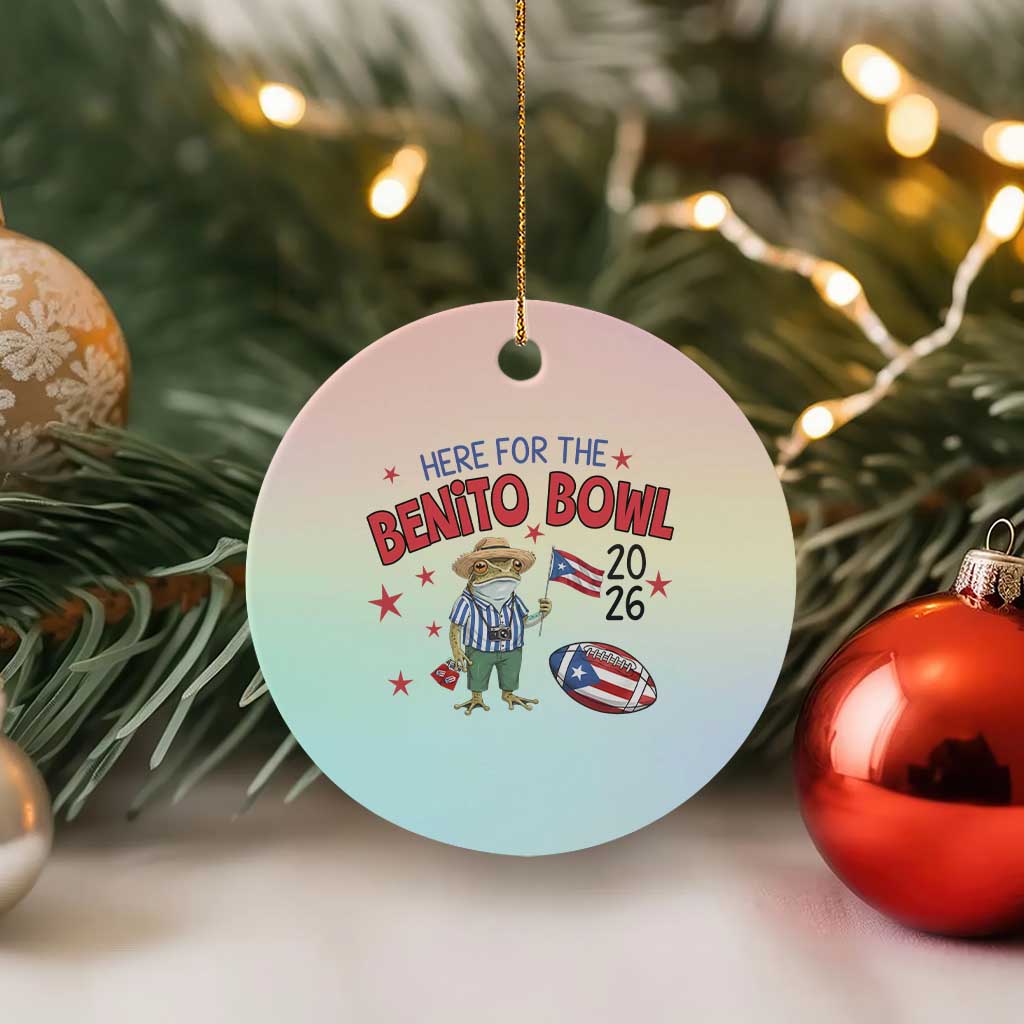 Here for the Benito Bowl 2026 Coquí Frog Ceramic Ornament Puerto Rican Funny Football Music Fans TS02 1pc Pastel Print Your Wear