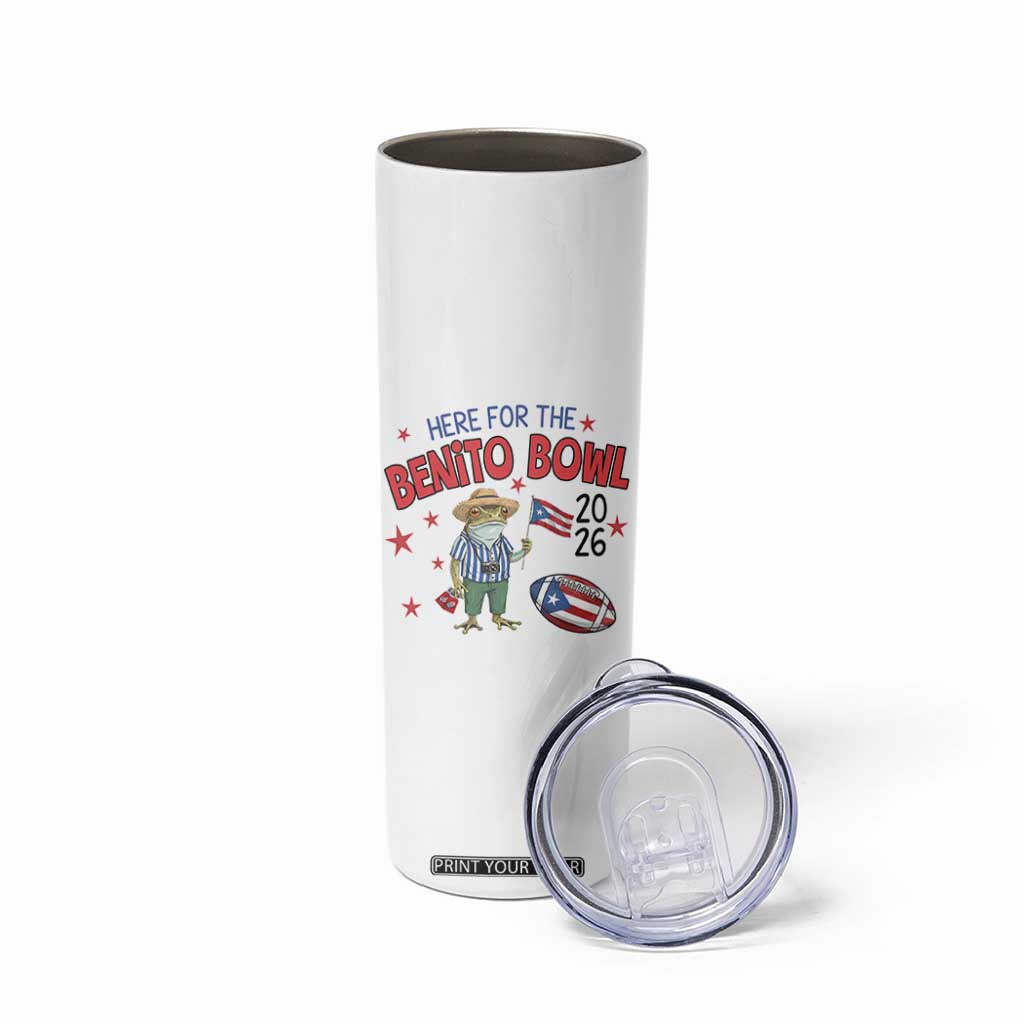 Here for the Benito Bowl 2026 Coquí Frog Skinny Tumbler Puerto Rican Funny Football Music Fans TS02 Print Your Wear