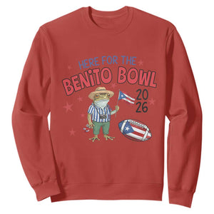 Here for the Benito Bowl 2026 Coquí Frog Sweatshirt Puerto Rican Funny Football Music Fans TS02 Red Print Your Wear
