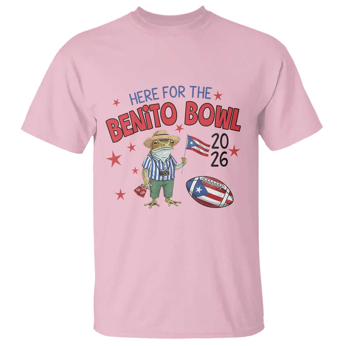 Here for the Benito Bowl 2026 Coquí Frog T Shirt Puerto Rican Funny Football Music Fans TS02 Light Pink Print Your Wear