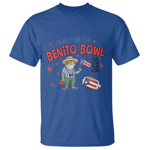 Here for the Benito Bowl 2026 Coquí Frog T Shirt Puerto Rican Funny Football Music Fans TS02 Royal Blue Print Your Wear