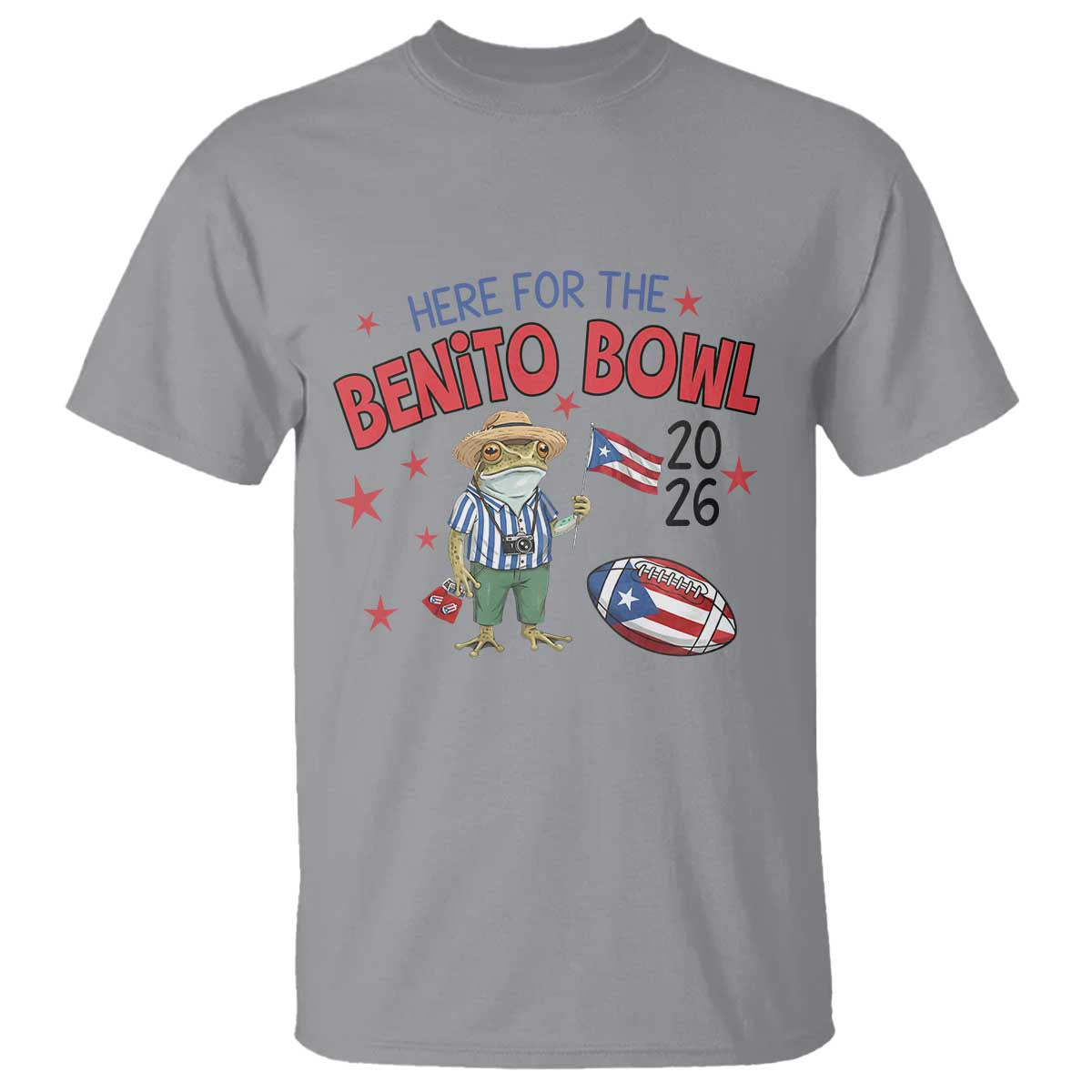 Here for the Benito Bowl 2026 Coquí Frog T Shirt Puerto Rican Funny Football Music Fans TS02 Sport Gray Print Your Wear