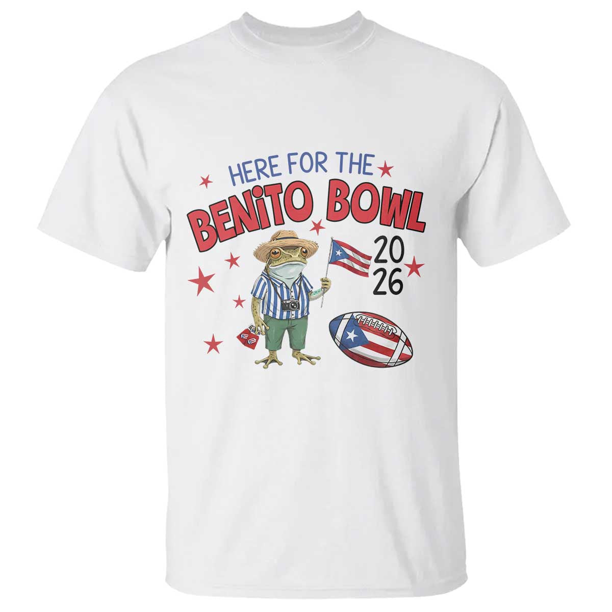 Here for the Benito Bowl 2026 Coquí Frog T Shirt Puerto Rican Funny Football Music Fans TS02 White Print Your Wear