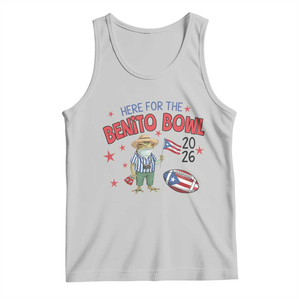 Here for the Benito Bowl 2026 Coquí Frog Tank Top Puerto Rican Funny Football Music Fans TS02 Ash Print Your Wear