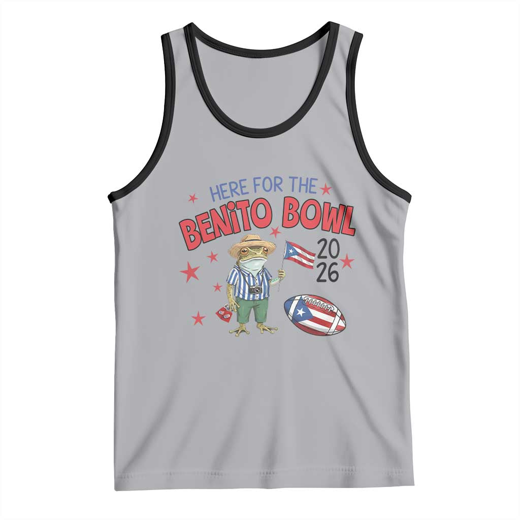Here for the Benito Bowl 2026 Coquí Frog Tank Top Puerto Rican Funny Football Music Fans TS02 Athletic Heather Black Print Your Wear