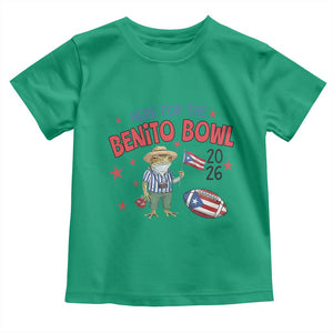 Here for the Benito Bowl 2026 Coquí Frog Toddler T Shirt Puerto Rican Funny Football Music Fans TS02 Irish Green Print Your Wear