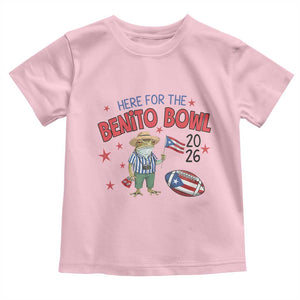Here for the Benito Bowl 2026 Coquí Frog Toddler T Shirt Puerto Rican Funny Football Music Fans TS02 Light Pink Print Your Wear