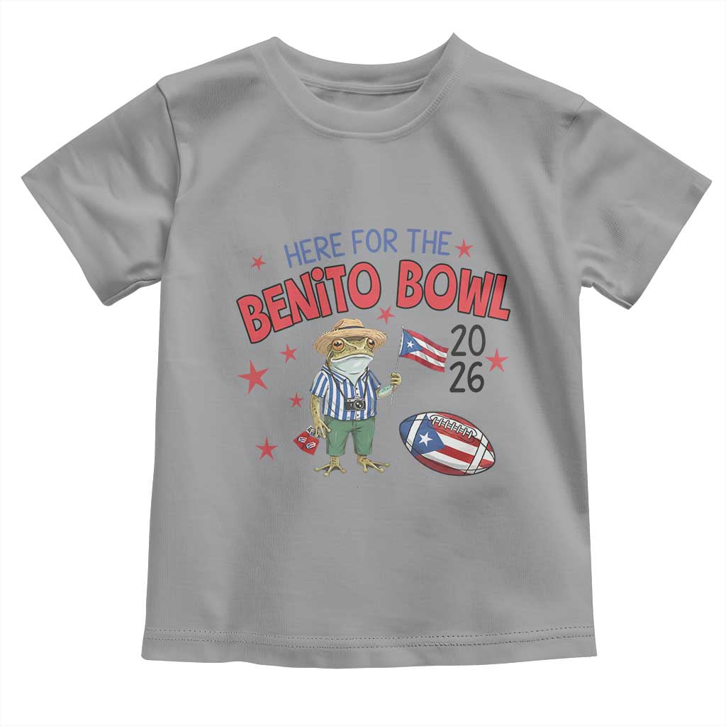 Here for the Benito Bowl 2026 Coquí Frog Toddler T Shirt Puerto Rican Funny Football Music Fans TS02 Sport Gray Print Your Wear