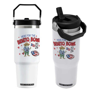 Here for the Benito Bowl 2026 Coquí Frog Flip Straw Tumbler Puerto Rican Funny Football Music Fans TS02 One Size: 30 oz White Print Your Wear