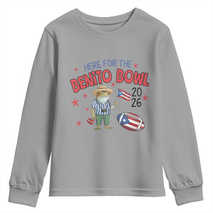 Here for the Benito Bowl 2026 Coquí Frog Youth Sweatshirt Puerto Rican Funny Football Music Fans TS02 Sport Gray Print Your Wear