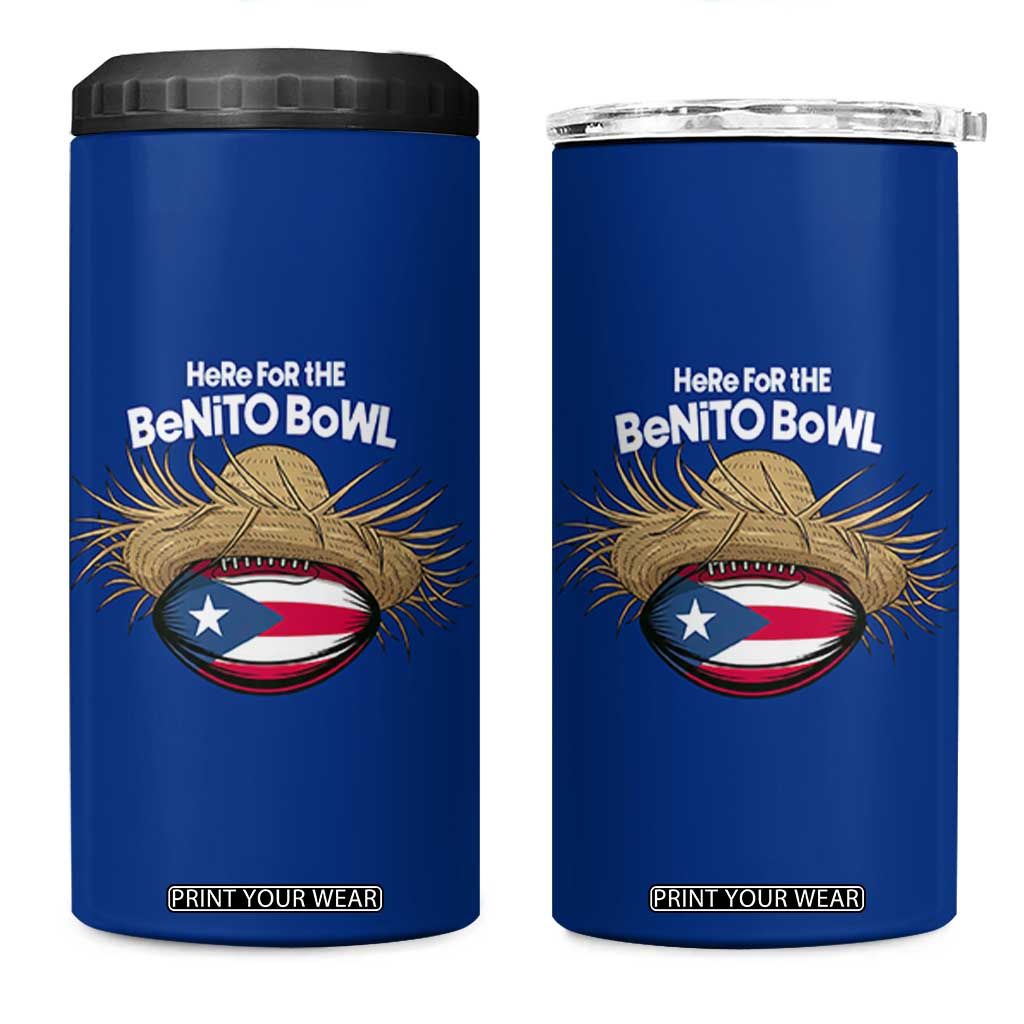 Here for the Benito Bowl Straw Hat 4 in 1 Can Cooler Tumbler Puerto Rico Flag Football Music Fans TS02 One Size: 16 oz Royal Blue Print Your Wear