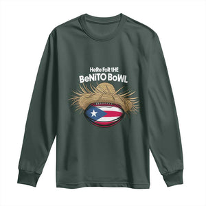 Here for the Benito Bowl Straw Hat Long Sleeve Shirt Puerto Rico Flag Football Music Fans TS02 Dark Forest Green Print Your Wear