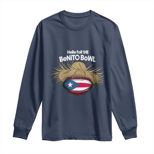 Here for the Benito Bowl Straw Hat Long Sleeve Shirt Puerto Rico Flag Football Music Fans TS02 Navy Print Your Wear