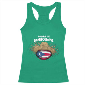 Here for the Benito Bowl Straw Hat Racerback Tank Top Puerto Rico Flag Football Music Fans TS02 Irish Green Print Your Wear