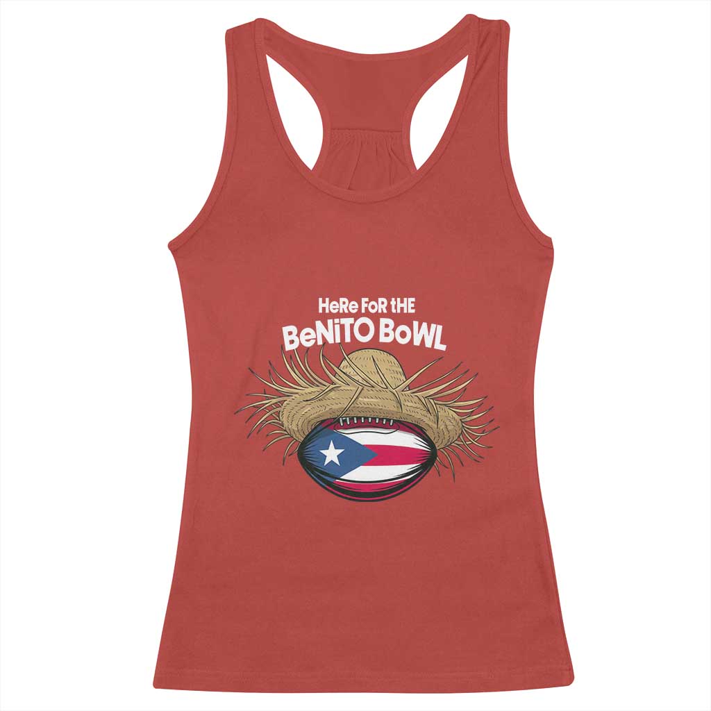 Here for the Benito Bowl Straw Hat Racerback Tank Top Puerto Rico Flag Football Music Fans TS02 Red Print Your Wear