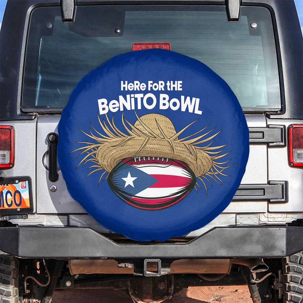 Here for the Benito Bowl Straw Hat Spare Tire Cover Puerto Rico Flag Football Music Fans TS02 No hole Royal Blue Print Your Wear