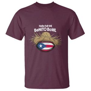 Here for the Benito Bowl Straw Hat T Shirt Puerto Rico Flag Football Music Fans TS02 Maroon Print Your Wear