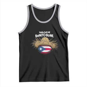 Here for the Benito Bowl Straw Hat Tank Top Puerto Rico Flag Football Music Fans TS02 Black Athletic Heather Print Your Wear