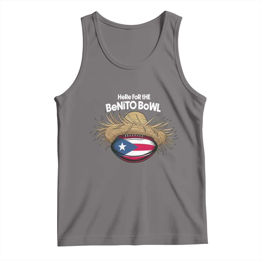 Here for the Benito Bowl Straw Hat Tank Top Puerto Rico Flag Football Music Fans TS02 Deep Heather Print Your Wear