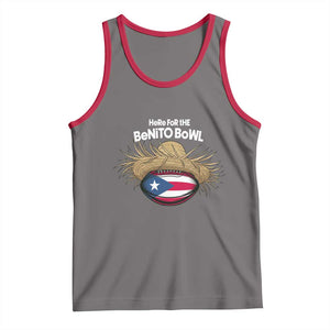 Here for the Benito Bowl Straw Hat Tank Top Puerto Rico Flag Football Music Fans TS02 Deep Heather Red Print Your Wear