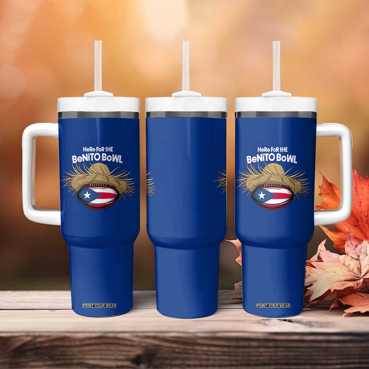 Here for the Benito Bowl Straw Hat Tumbler With Handle Puerto Rico Flag Football Music Fans TS02 Print Your Wear