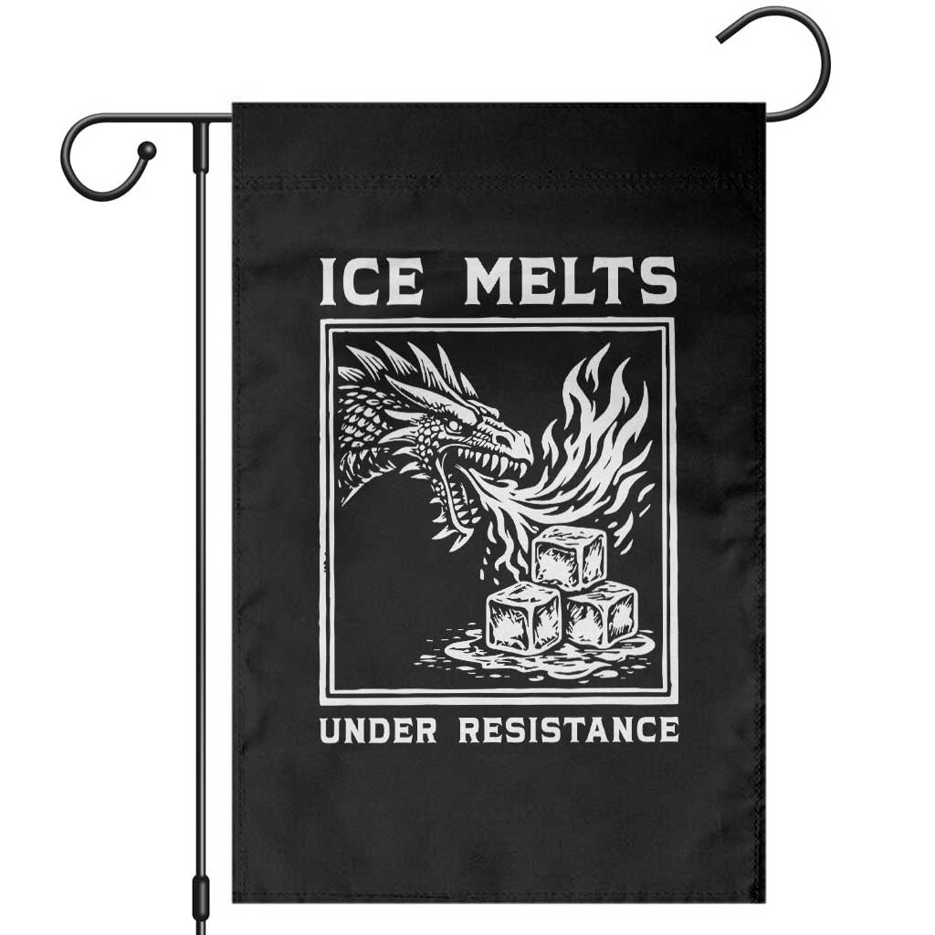 Ice Melts Under Resistance Garden Flag Against Ice Protest Dragon Graphic with Fire TS02 Black Print Your Wear