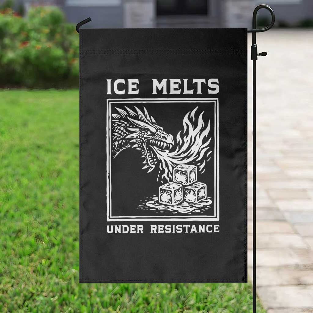 Ice Melts Under Resistance Garden Flag Against Ice Protest Dragon Graphic with Fire TS02 Print Your Wear