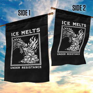 Ice Melts Under Resistance Garden Flag Against Ice Protest Dragon Graphic with Fire TS02 Print Your Wear