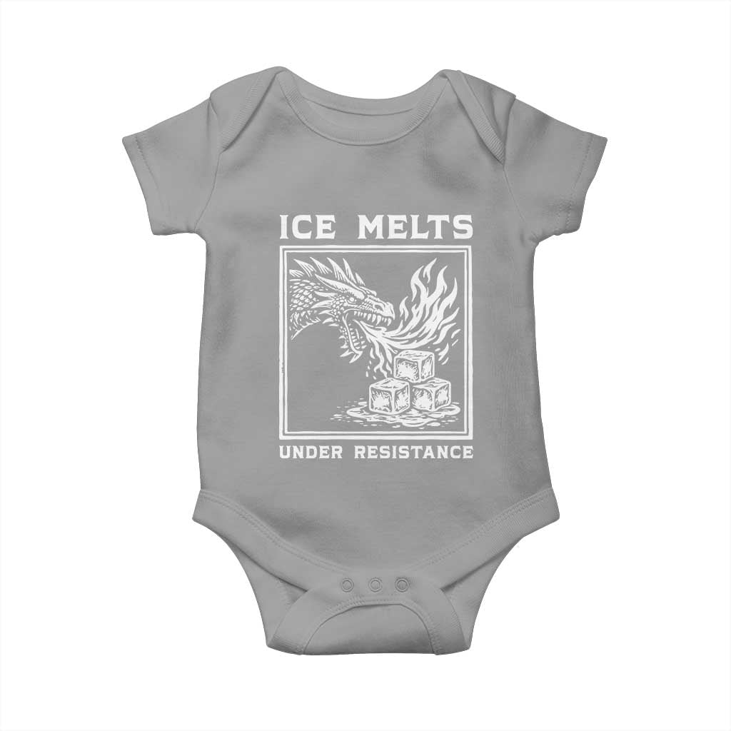 Ice Melts Under Resistance Baby Onesie Against Ice Protest Dragon Graphic with Fire TS02 Sport Gray Print Your Wear