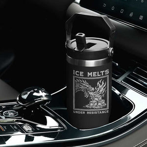 Ice Melts Under Resistance Flip Straw Tumbler Against Ice Protest Dragon Graphic with Fire TS02 Print Your Wear