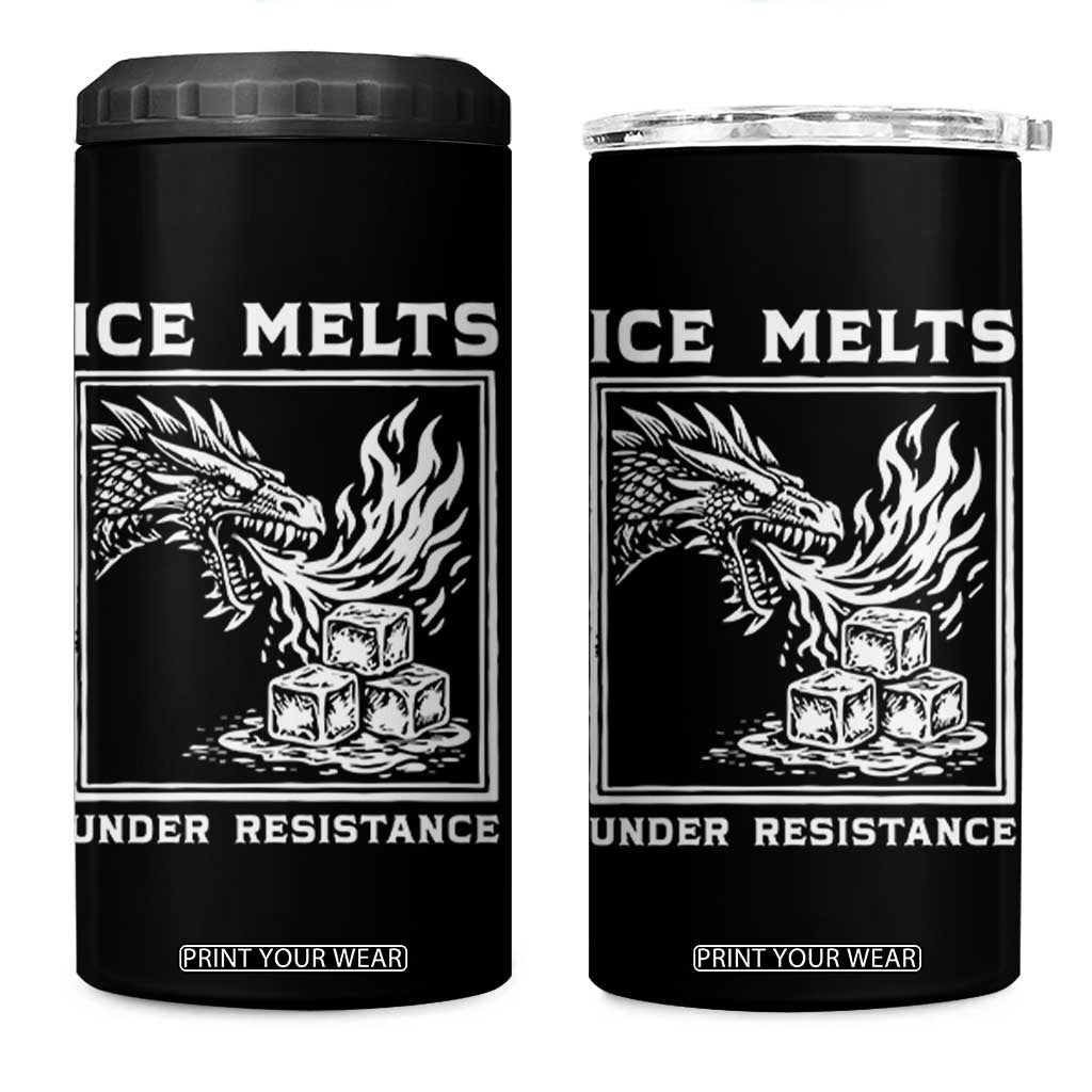 Ice Melts Under Resistance 4 in 1 Can Cooler Tumbler Against Ice Protest Dragon Graphic with Fire TS02 One Size: 16 oz Black Print Your Wear
