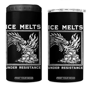 Ice Melts Under Resistance 4 in 1 Can Cooler Tumbler Against Ice Protest Dragon Graphic with Fire TS02 One Size: 16 oz Black Print Your Wear