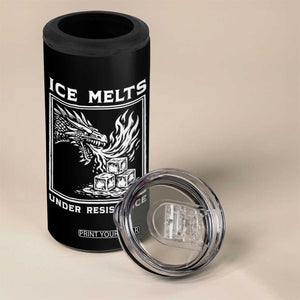 Ice Melts Under Resistance 4 in 1 Can Cooler Tumbler Against Ice Protest Dragon Graphic with Fire TS02 Print Your Wear