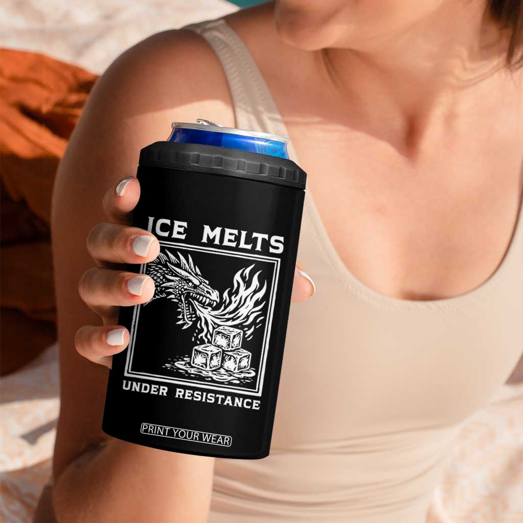 Ice Melts Under Resistance 4 in 1 Can Cooler Tumbler Against Ice Protest Dragon Graphic with Fire TS02 Print Your Wear