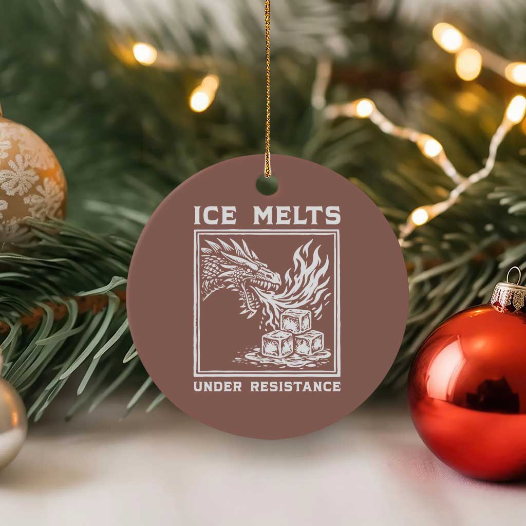 Ice Melts Under Resistance Ceramic Ornament Against Ice Protest Dragon Graphic with Fire TS02 1pc Mocha Print Your Wear