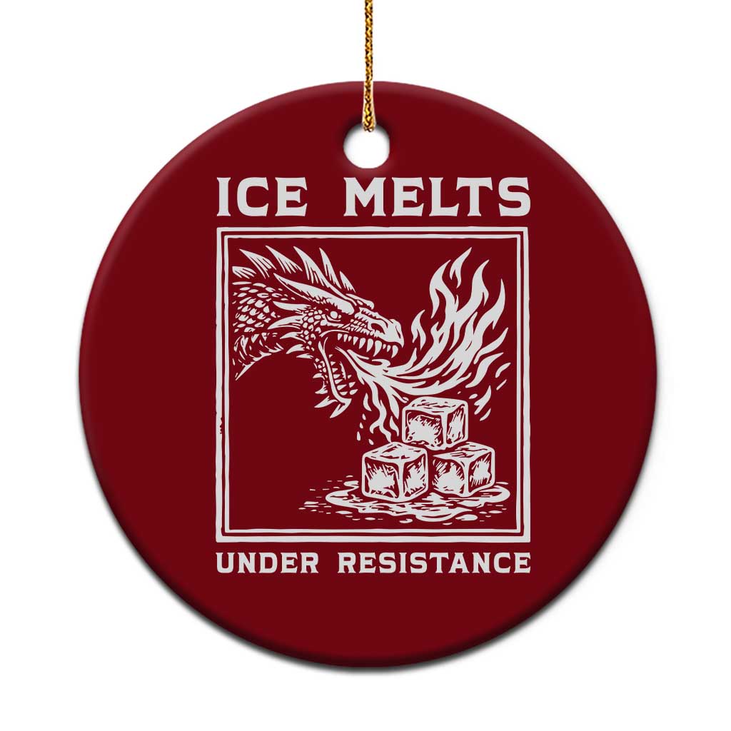 Ice Melts Under Resistance Ceramic Ornament Against Ice Protest Dragon Graphic with Fire TS02 1pc Red Print Your Wear