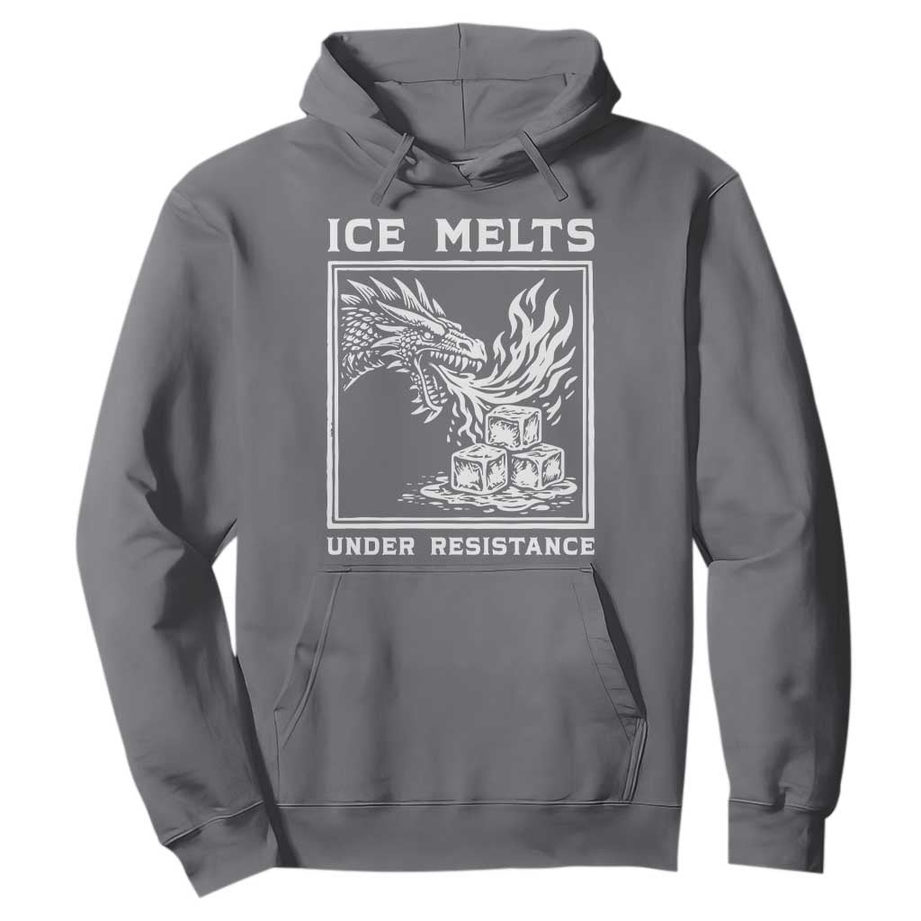 Ice Melts Under Resistance Hoodie Against Ice Protest Dragon Graphic with Fire TS02 Charcoal Print Your Wear