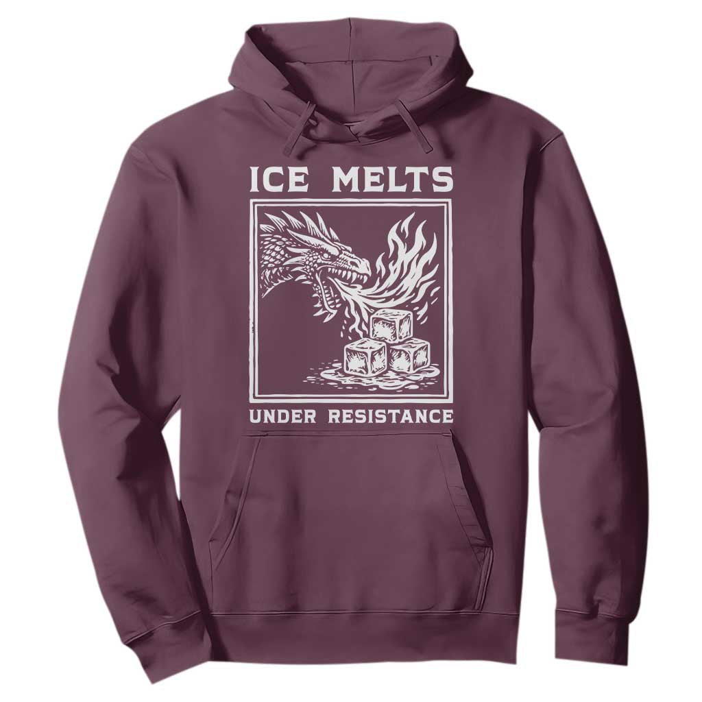 Ice Melts Under Resistance Hoodie Against Ice Protest Dragon Graphic with Fire TS02 Maroon Print Your Wear