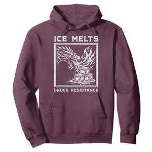 Ice Melts Under Resistance Hoodie Against Ice Protest Dragon Graphic with Fire TS02 Maroon Print Your Wear