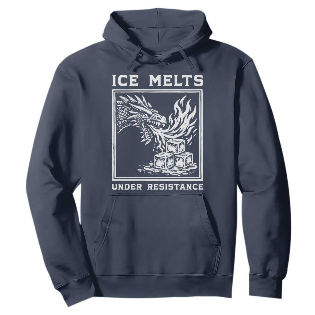 Ice Melts Under Resistance Hoodie Against Ice Protest Dragon Graphic with Fire TS02 Navy Print Your Wear