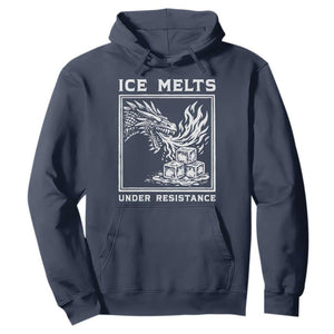 Ice Melts Under Resistance Hoodie Against Ice Protest Dragon Graphic with Fire TS02 Navy Print Your Wear