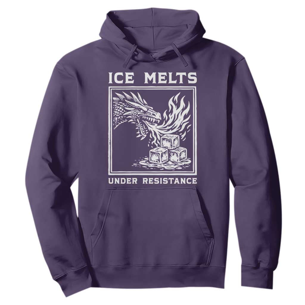 Ice Melts Under Resistance Hoodie Against Ice Protest Dragon Graphic with Fire TS02 Purple Print Your Wear